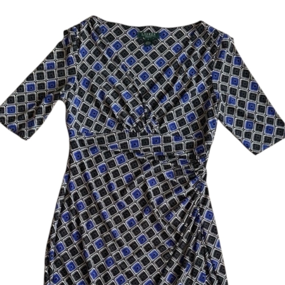 Ralph Lauren Black and Blue Patterned Midi Dress size 8